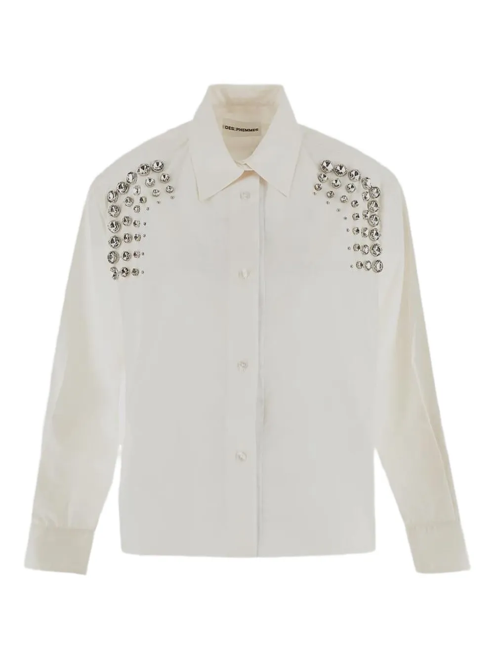 DES PHEMMES Blouse verfraaid met kristal Wit