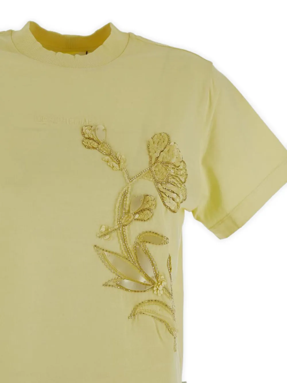 DES PHEMMES T-shirt met geborduurde bloemen Geel