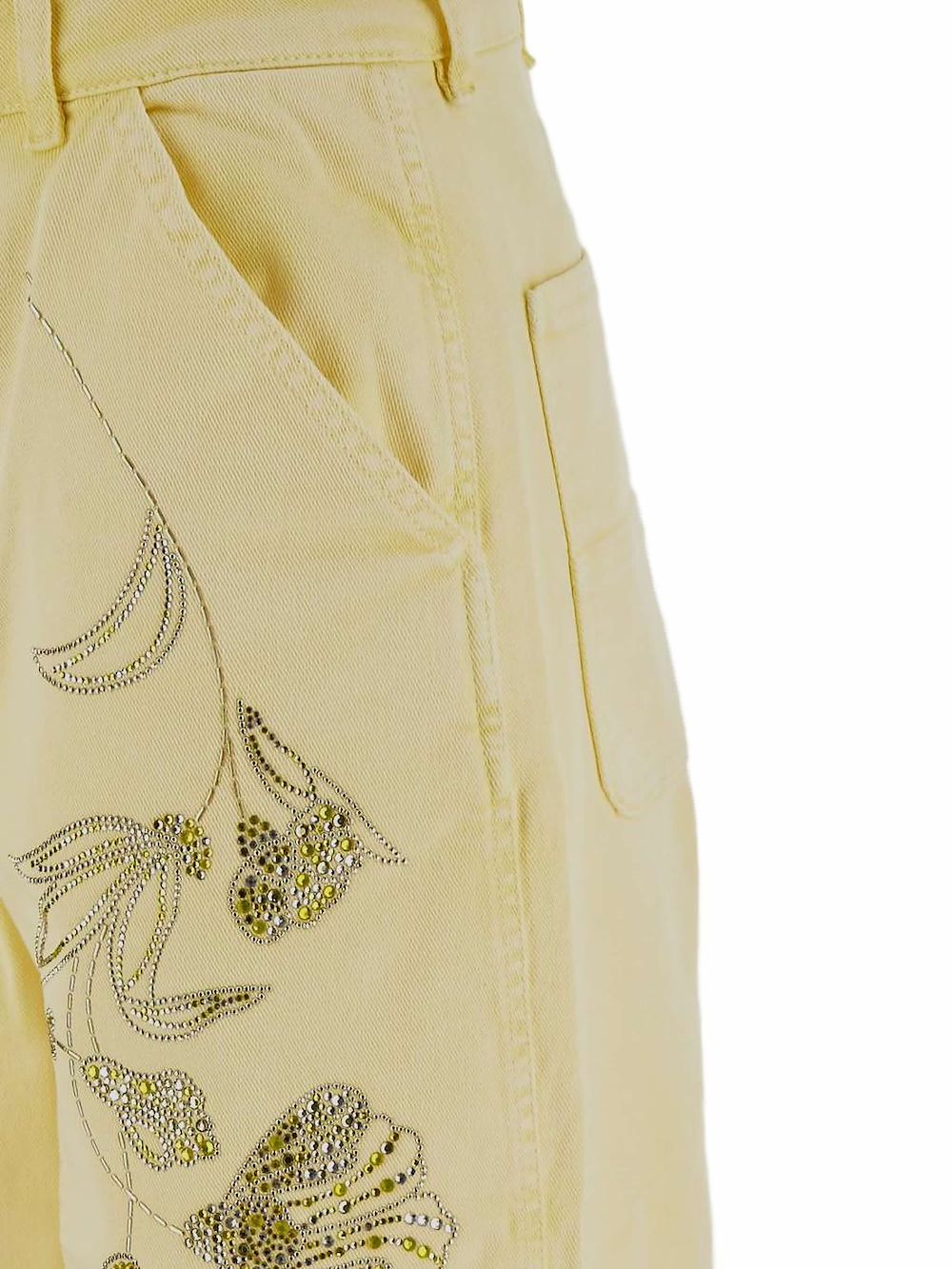 DES PHEMMES Jeans verfraaid met kristallen Geel