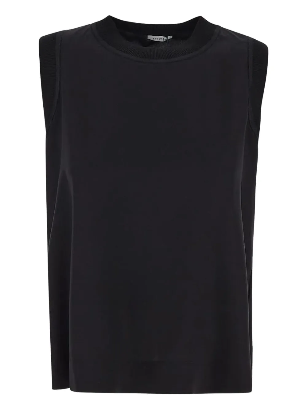 Malo Fijngebreide tanktop Zwart
