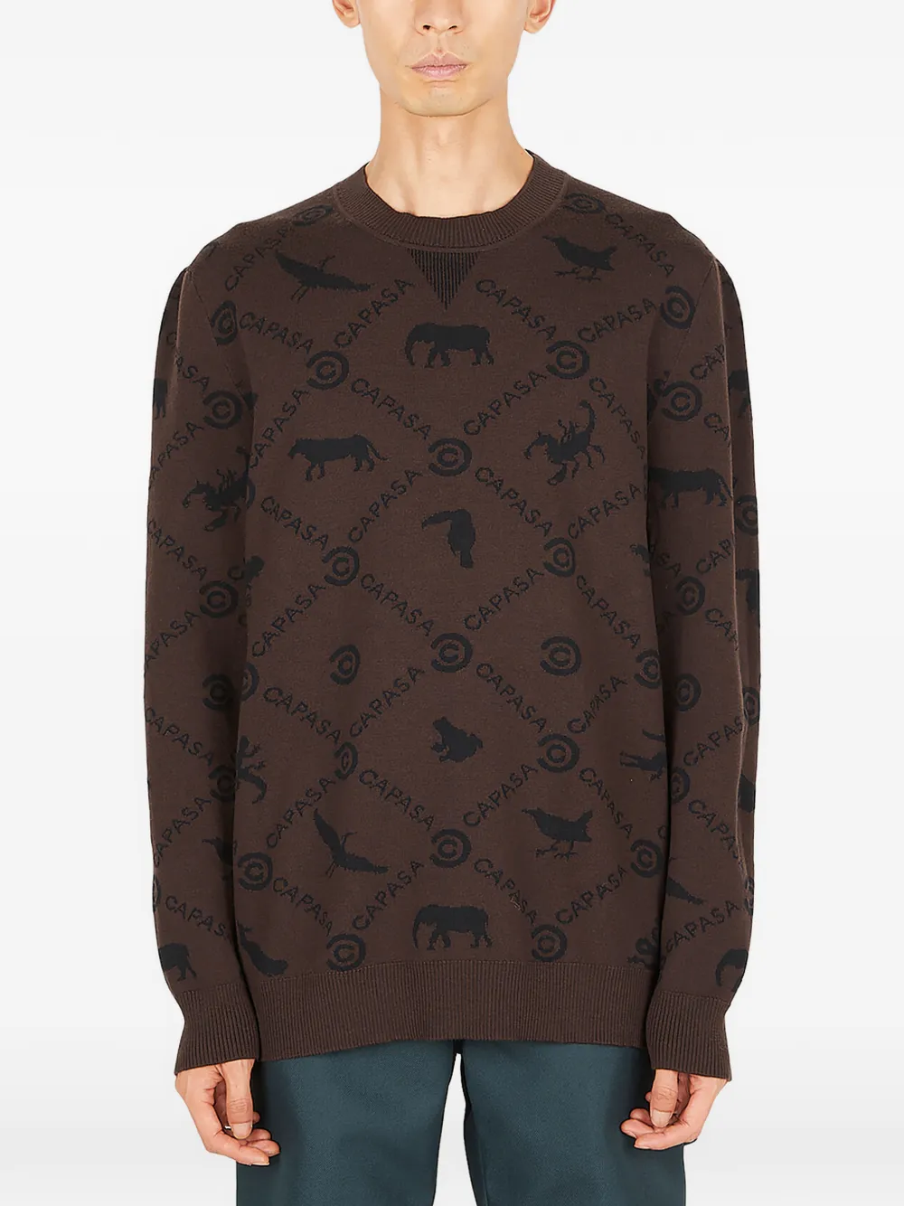 CAPASA MILANO Maglione in lana con logo jacquard - Marrone