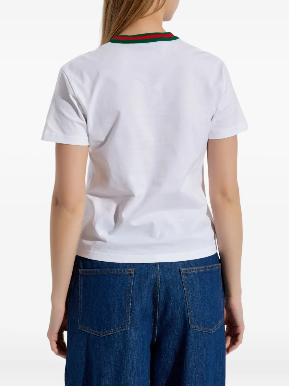 Gucci T-shirt met ronde hals en Web afwerking Wit