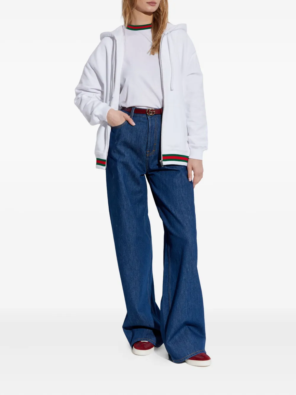 Gucci T-shirt met ronde hals en Web afwerking Wit