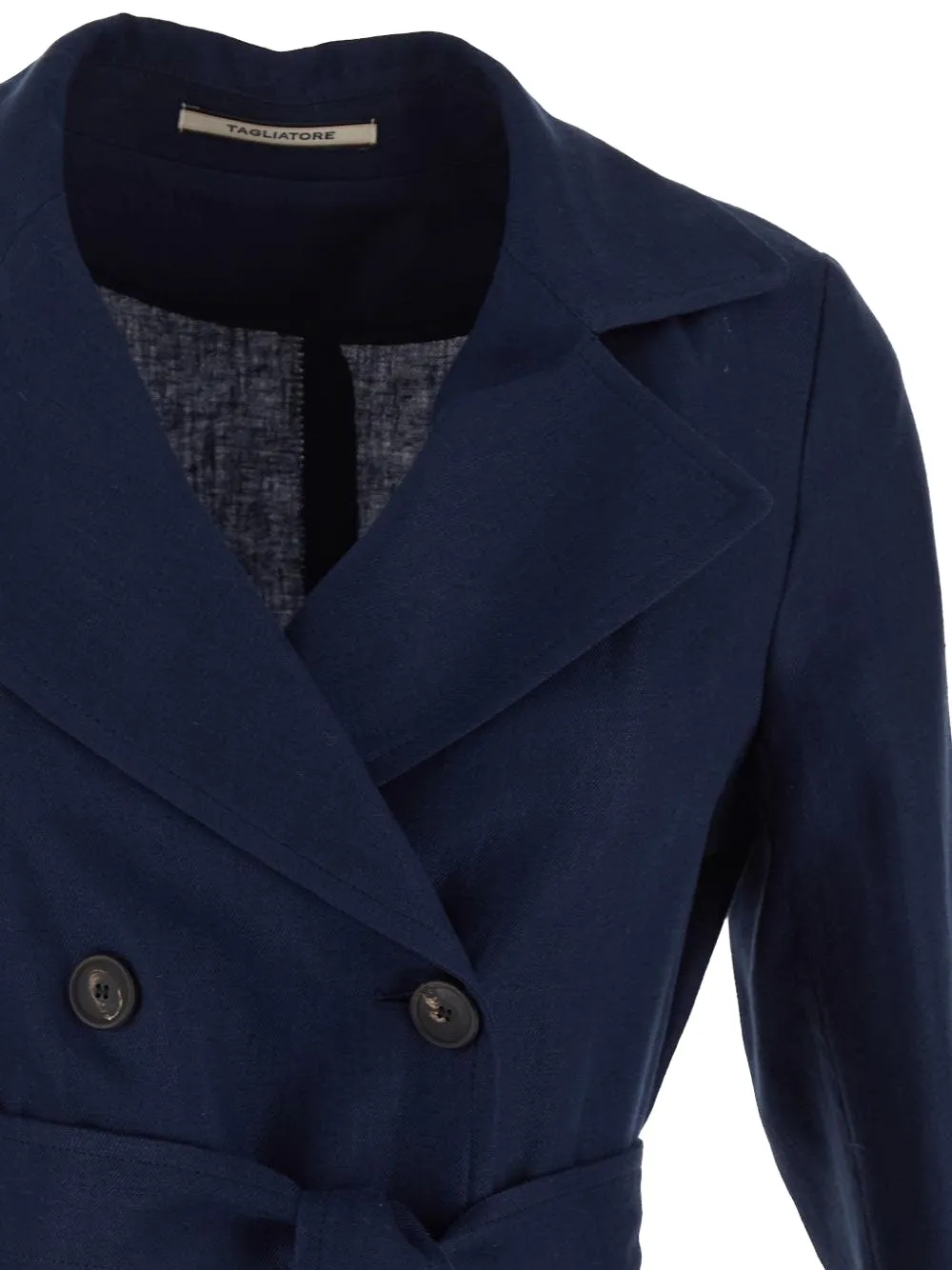 Tagliatore Linnen trenchcoat Blauw