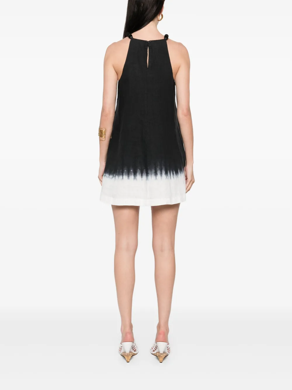 Staud Ahoy Contrast Stripe Sleeveless Cotton Blend Minidress In Black
