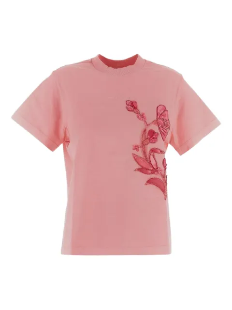 DES PHEMMES floral-embroidered T-shirt