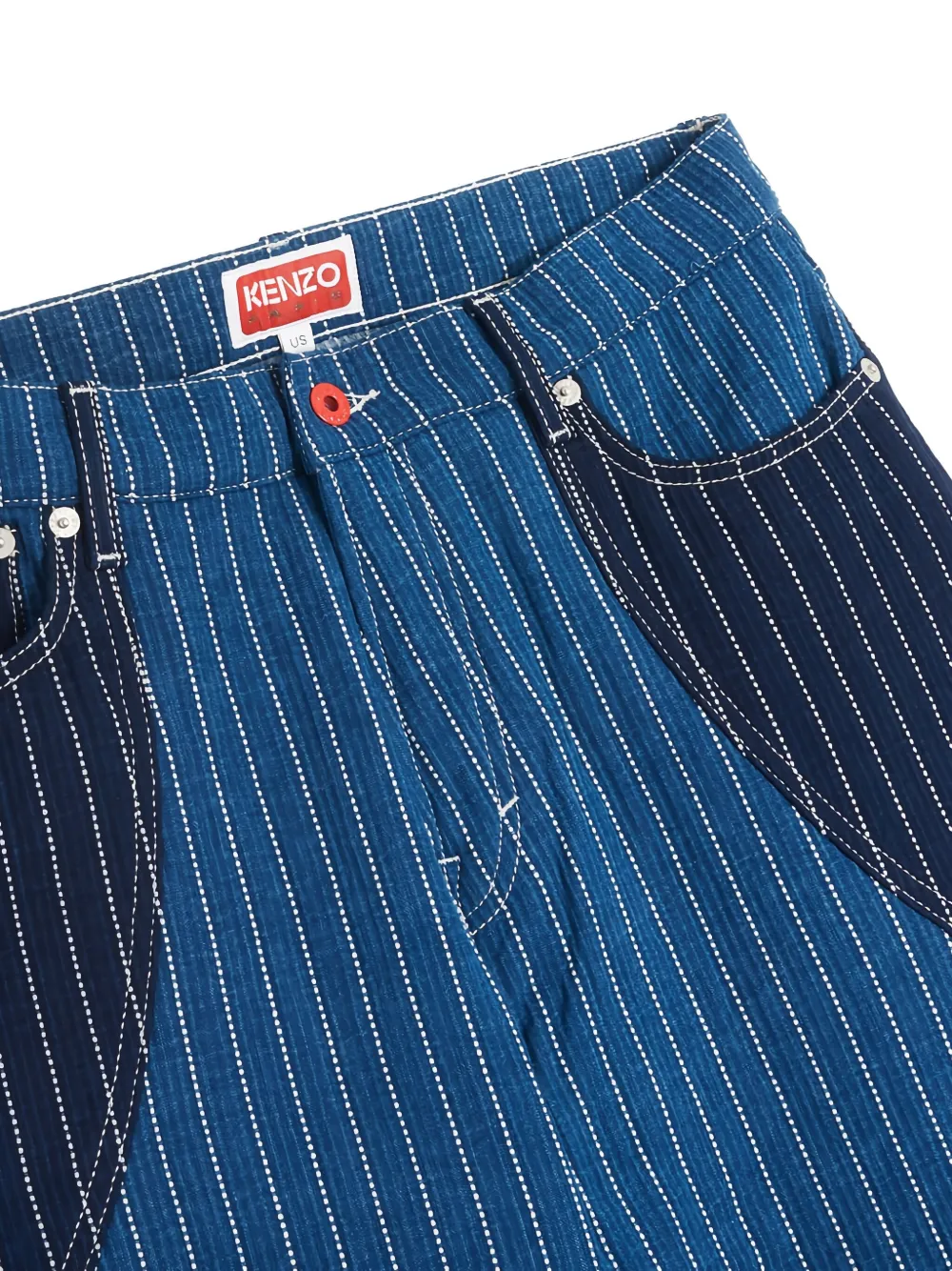 Kenzo striped patchwork jeans Blauw