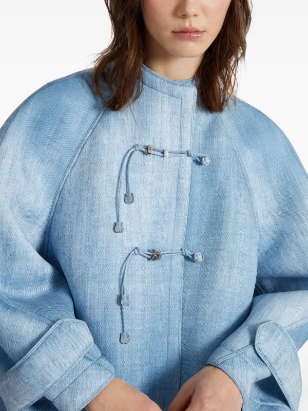 ジャケット ERMANNO SCERVINO DENIM-PRINT JACQUARD JACKET Designer printed denim jacket for woman - Ermanno Scervino