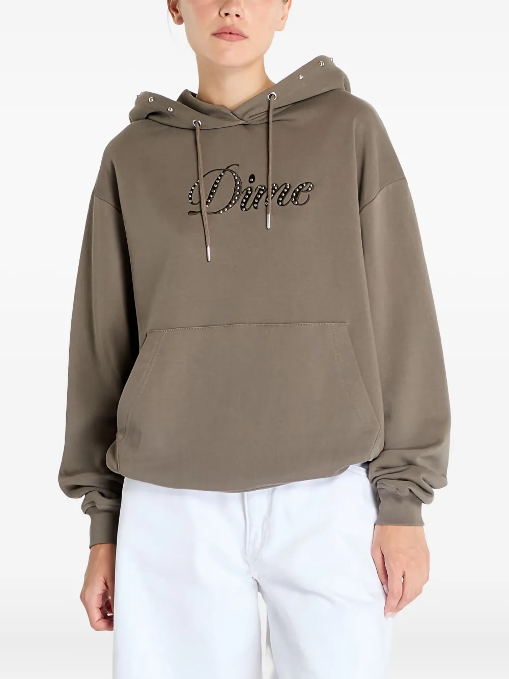 dime Cursive studded hoodie - ブラウン dime Cursive studded hoodie - ブラウン