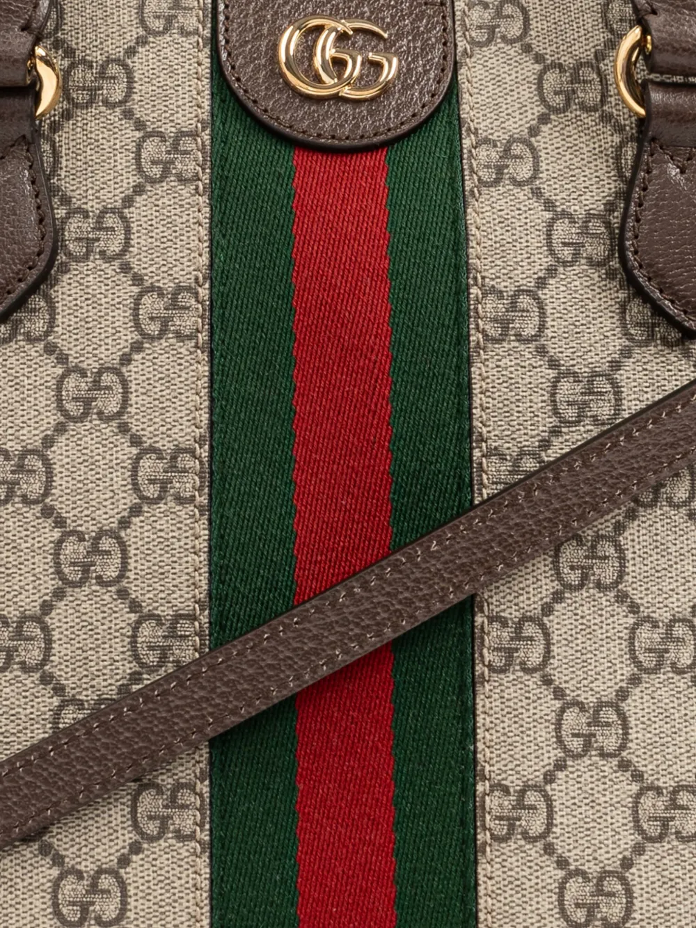 Gucci Shopper met GG monogram en Web-streep Bruin