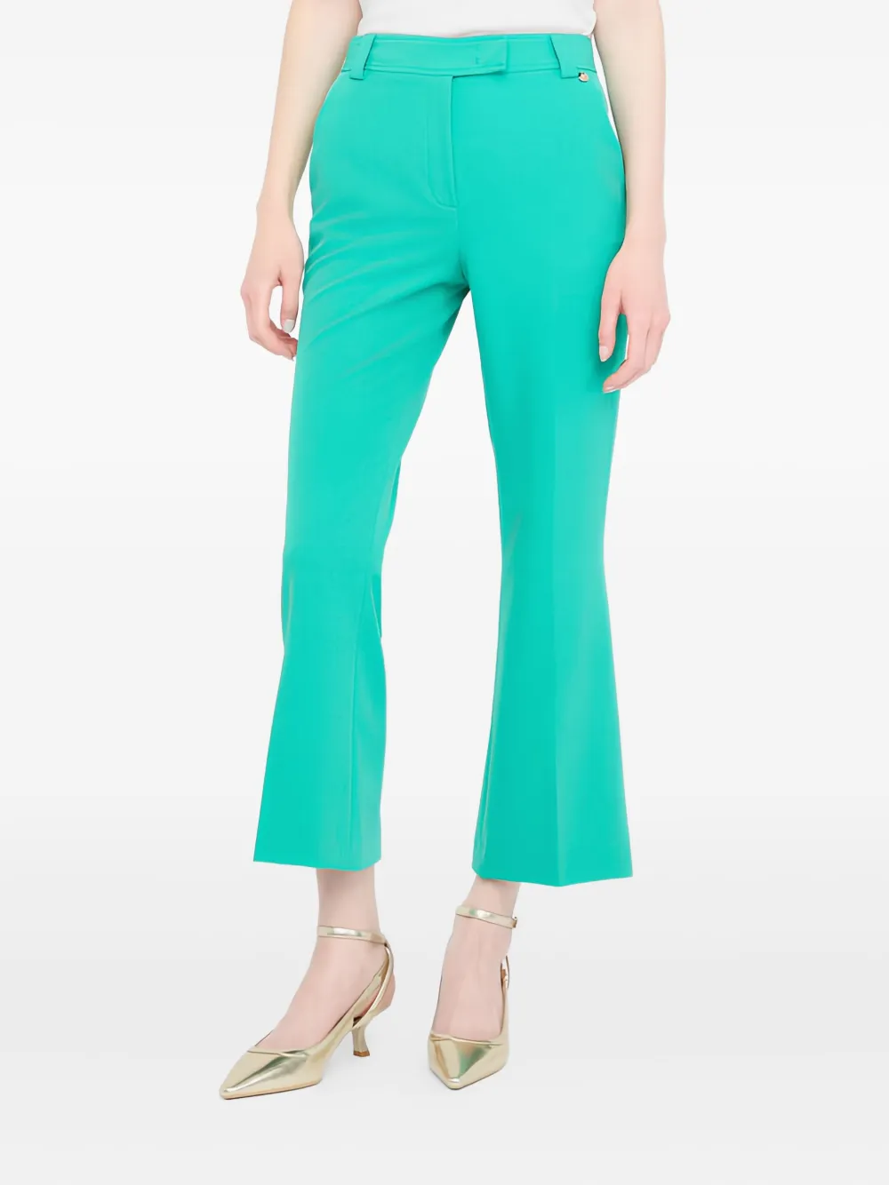 Liu •jo Metal Logo Flared Trousers In Green