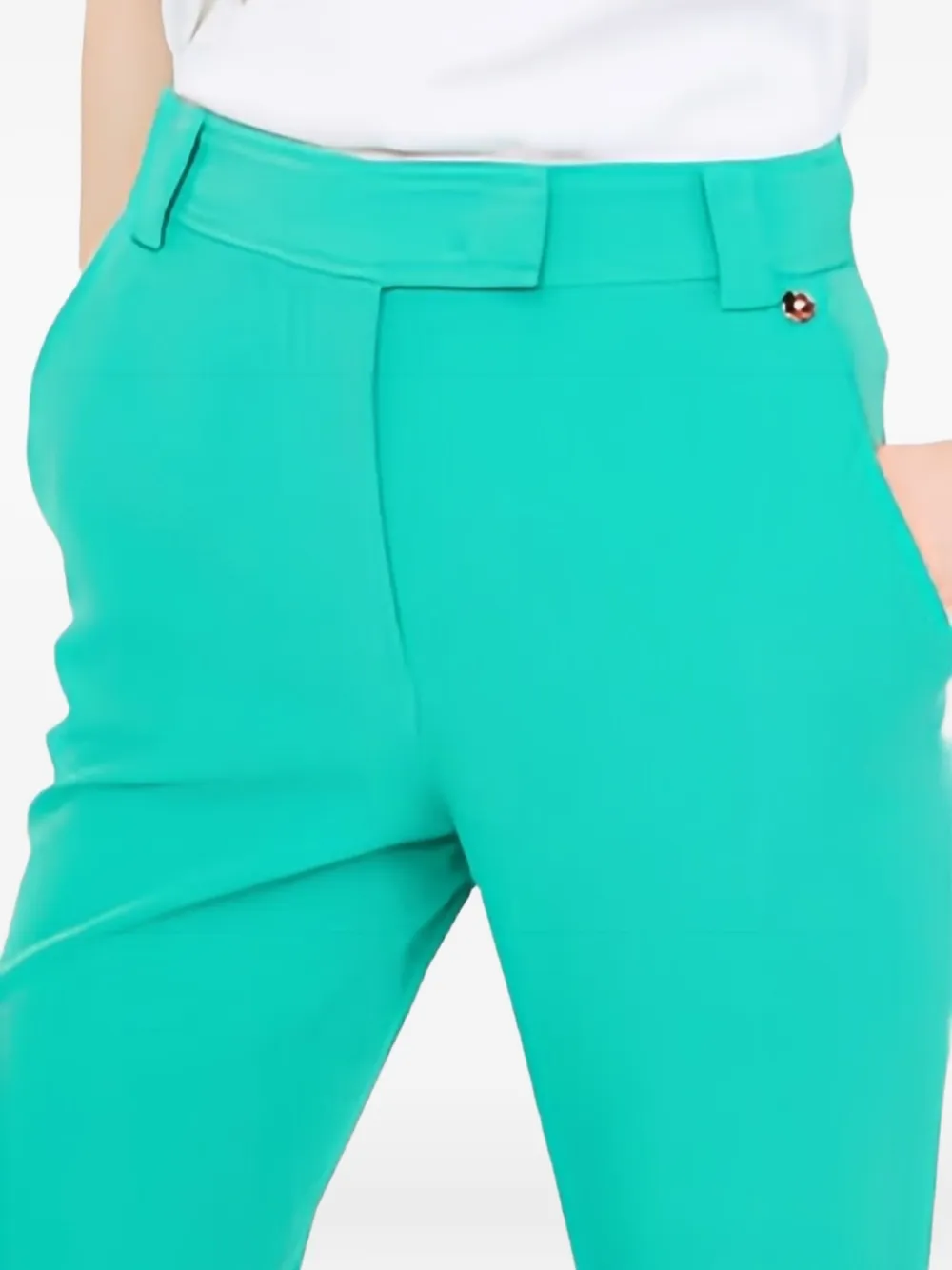 Liu •jo Metal Logo Flared Trousers In Green