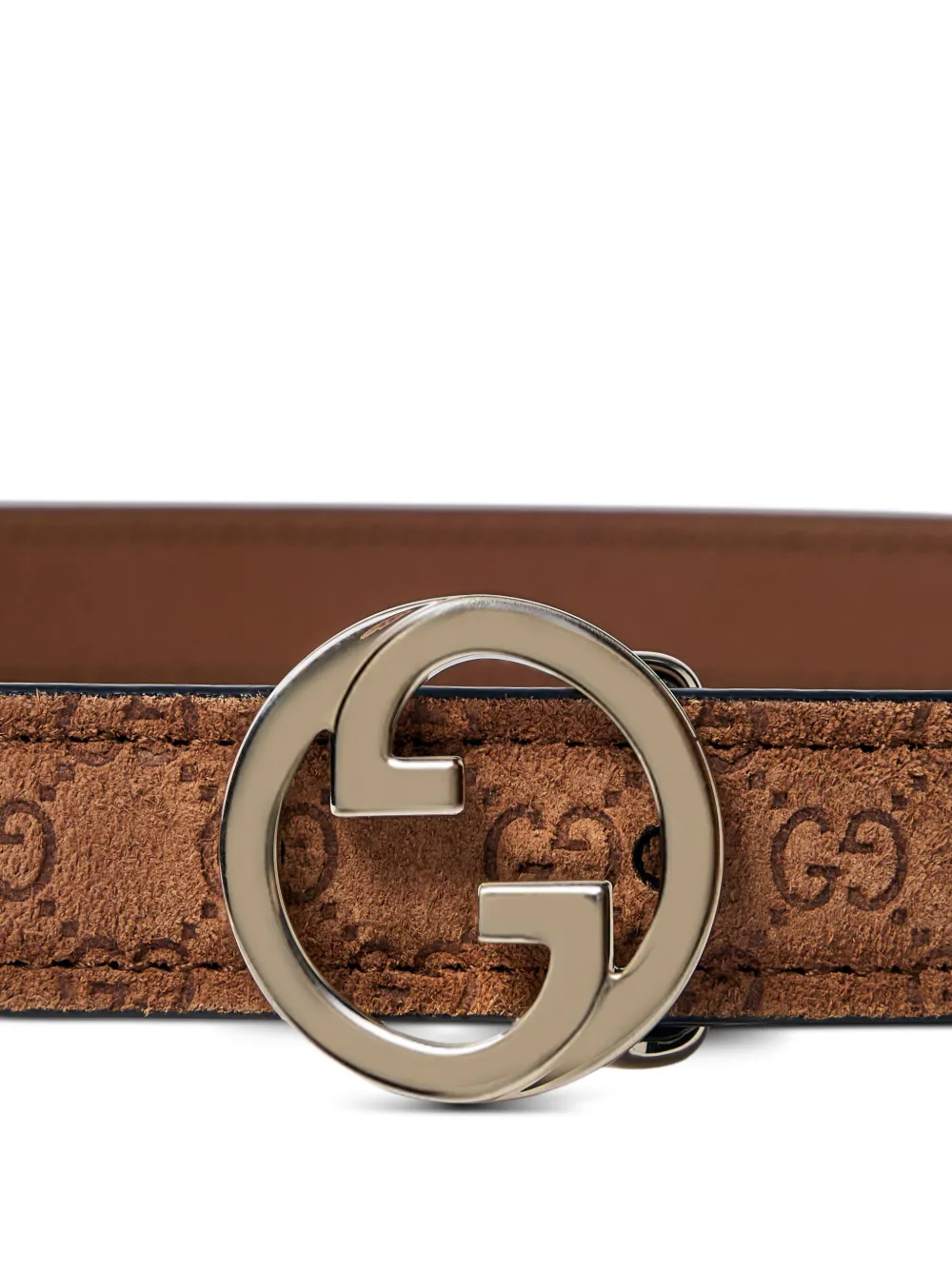 Gucci Blondie suède riem met GG-logo Bruin