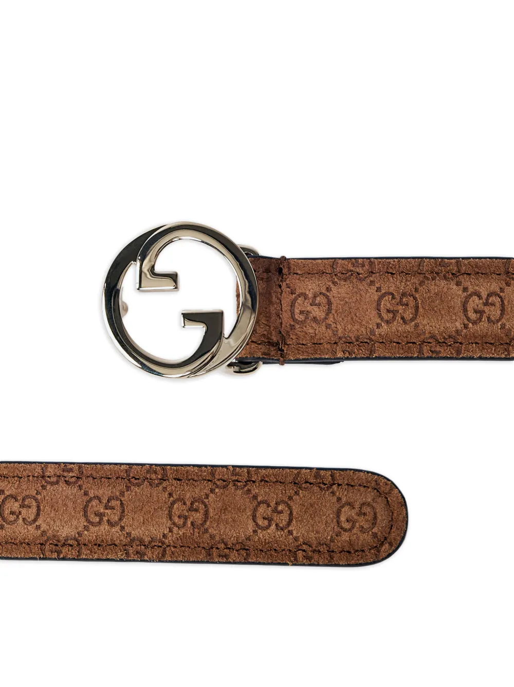 Gucci Blondie suède riem met GG-logo Bruin
