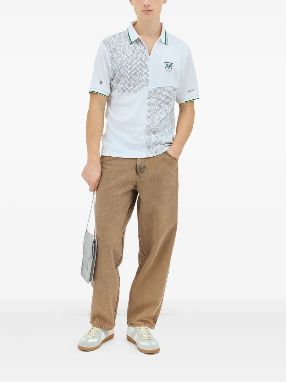 dime Court panelled embroidered polo shirt | Image 2