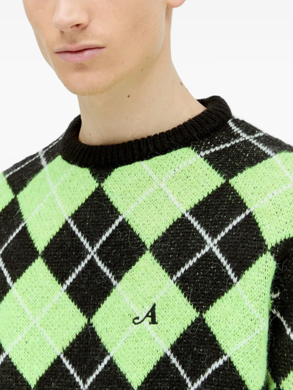 Awake Ny Argyle-check Pattern Jumper In Green