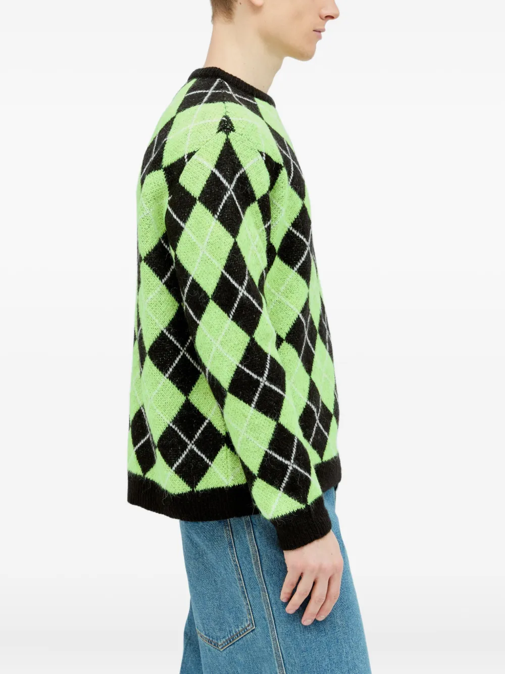 Awake Ny Argyle-check Pattern Jumper In Green