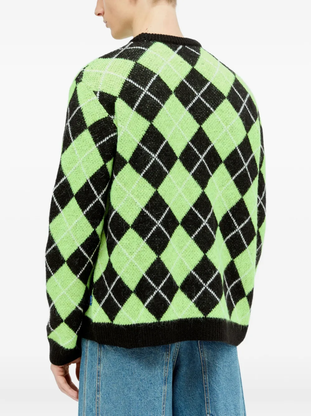 Awake Ny Argyle-check Pattern Jumper In Green