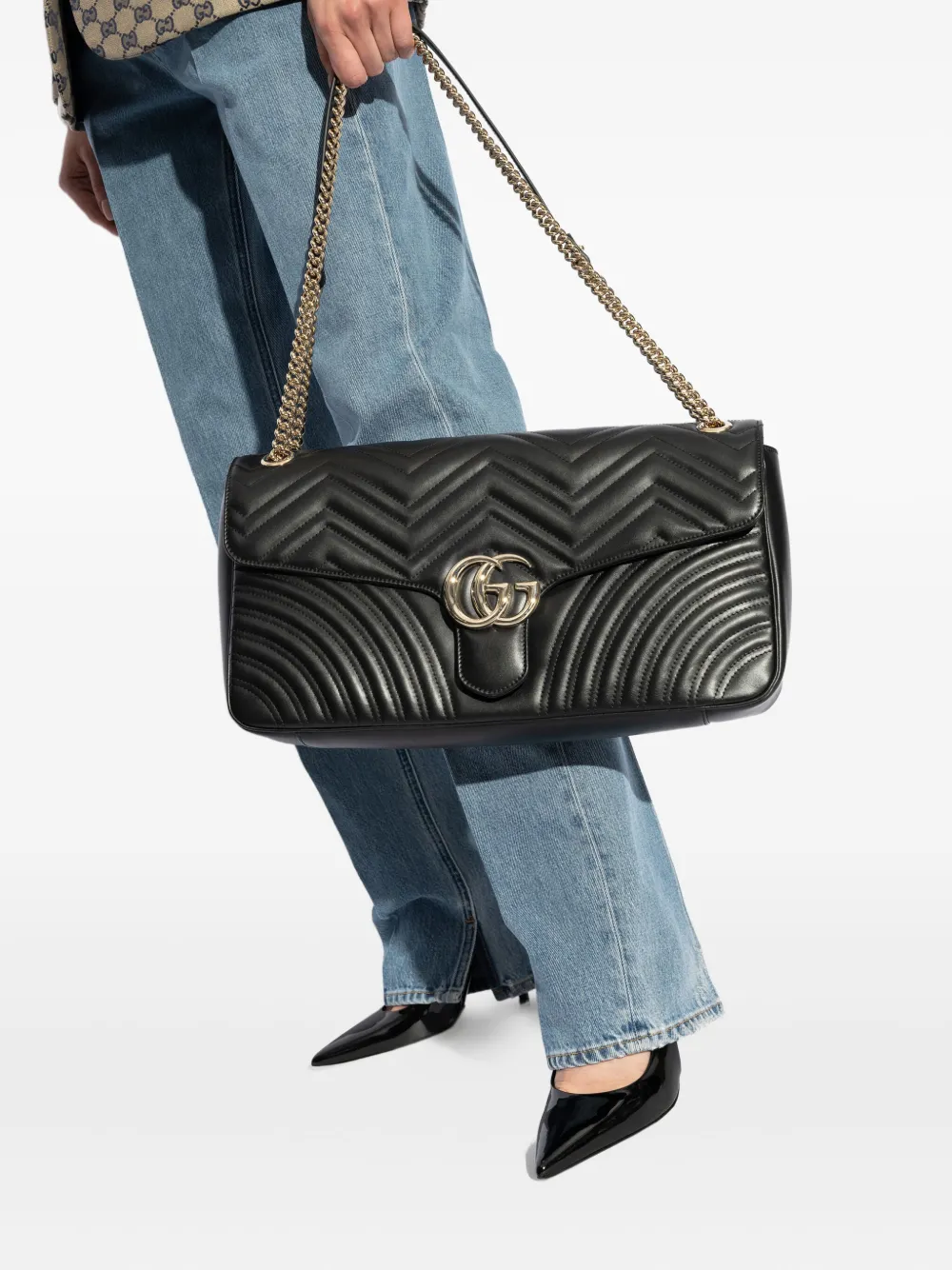 Gucci GG Marmont gewatteerde schoudertas Zwart
