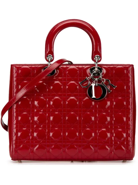 Christian Dior Pre-Owned stor lakeret Cannage Lady Dior satchel-taske fra 2012