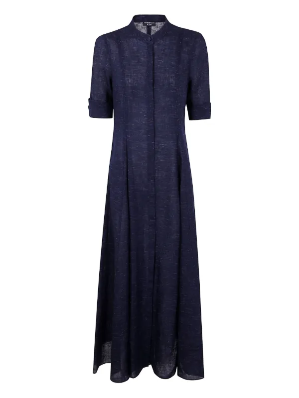 Emporio Armani Linen Midi Dress | Blue | FARFETCH Emporio Armani Linen Midi Dress | Blue | FARFETCH