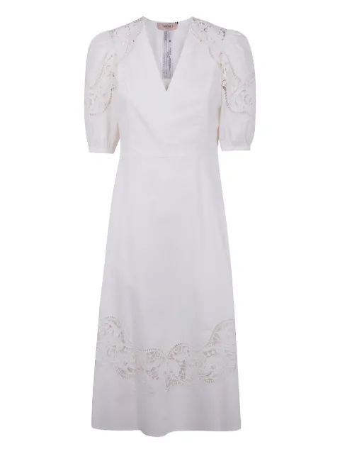 TWINSET lace-detail puffed-sleeve dress