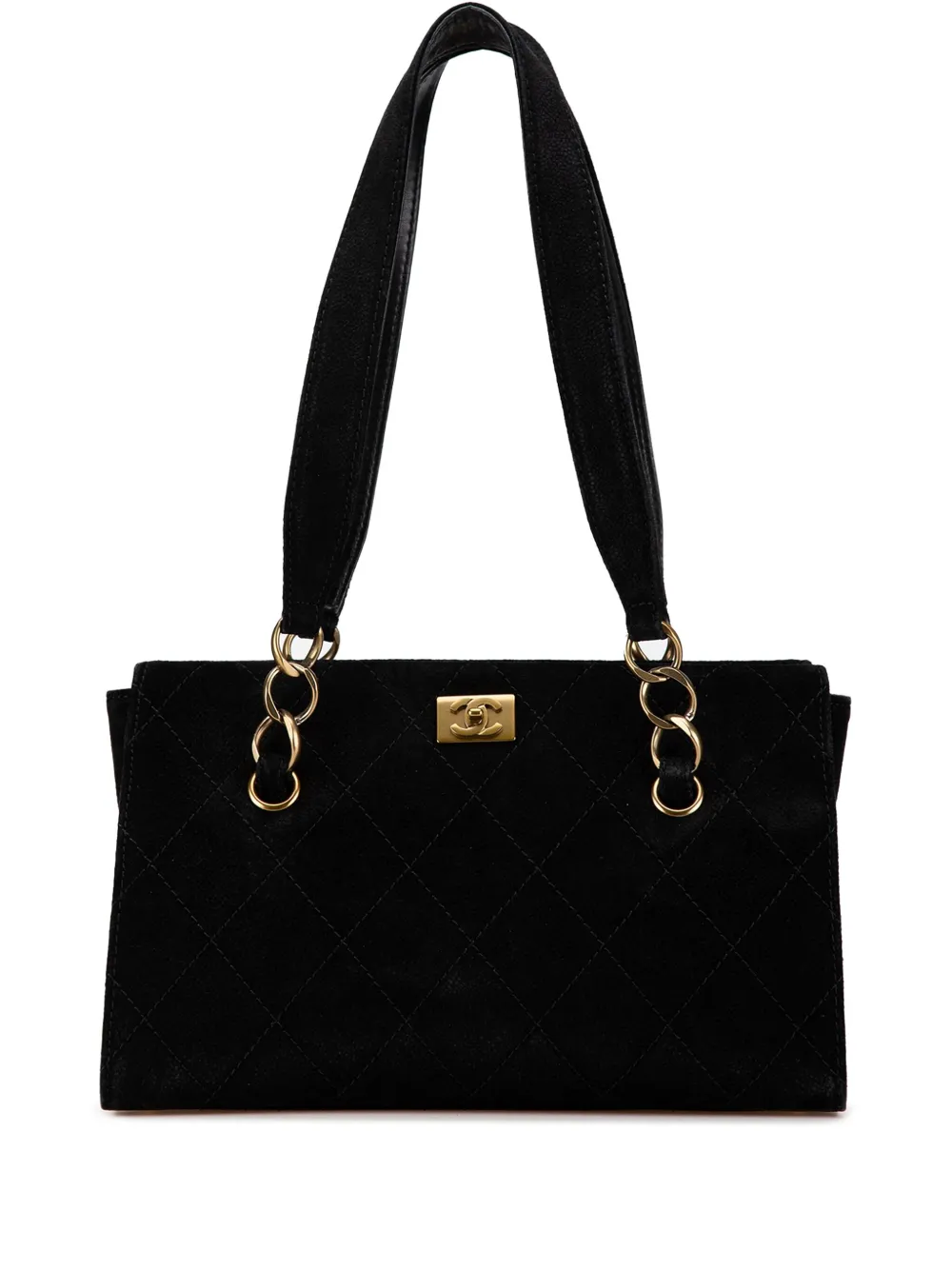 Pre-owned Chanel 2002-2003 Cc Suede Caviar Stitched Tote Bag