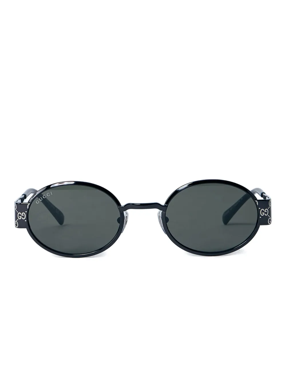 Gucci Zonnebril met ovaal montuur en monogram Zwart