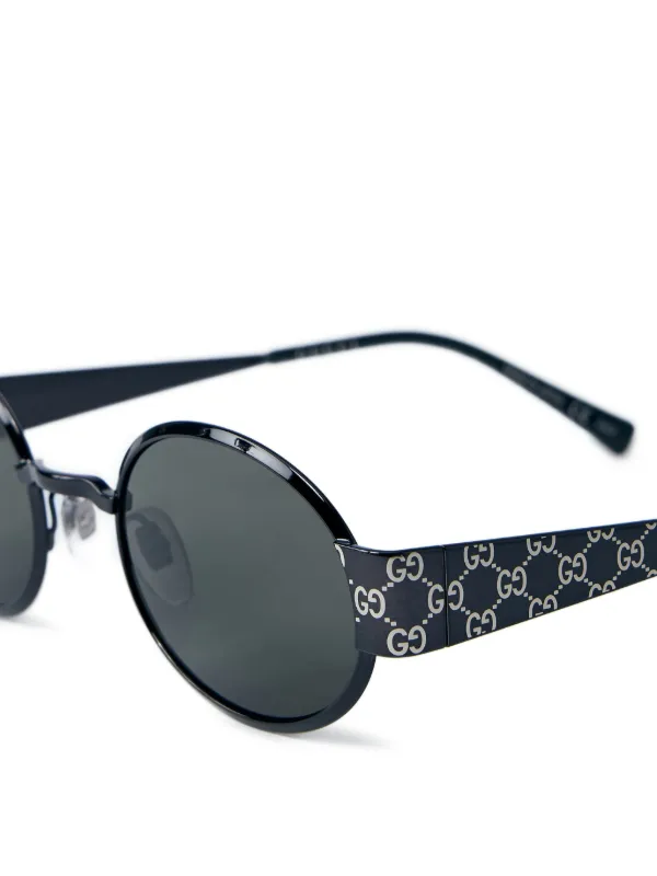 Gucci Eyewear Monogram oval-frame Sunglasses | Black