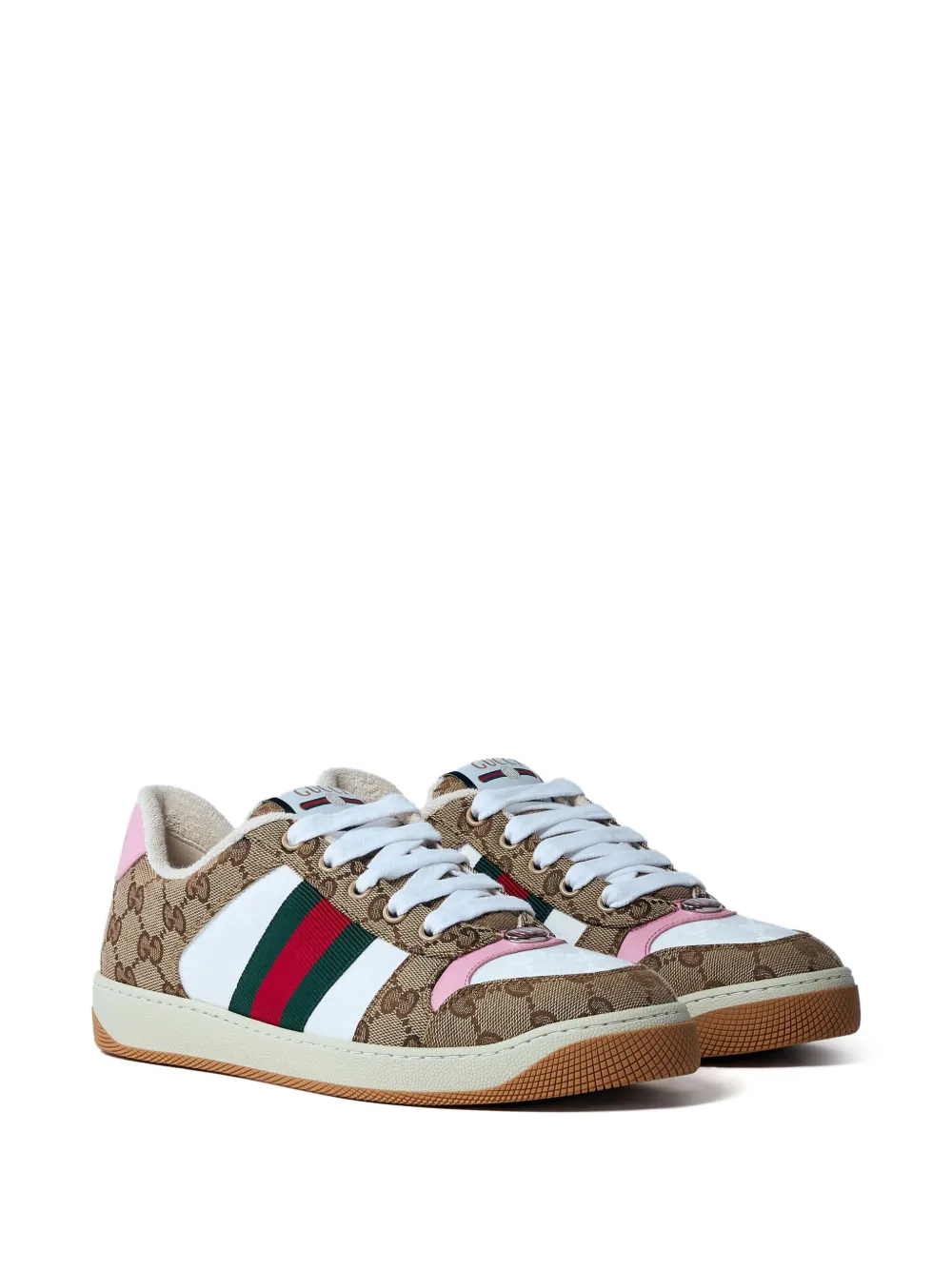 Gucci Screener GG monogram Web-stripe sneakers Brown