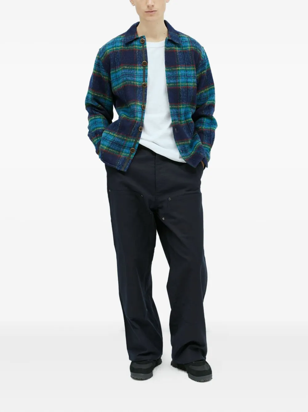 Brain Dead Brushed Rancher Flannel Shacket In Blue