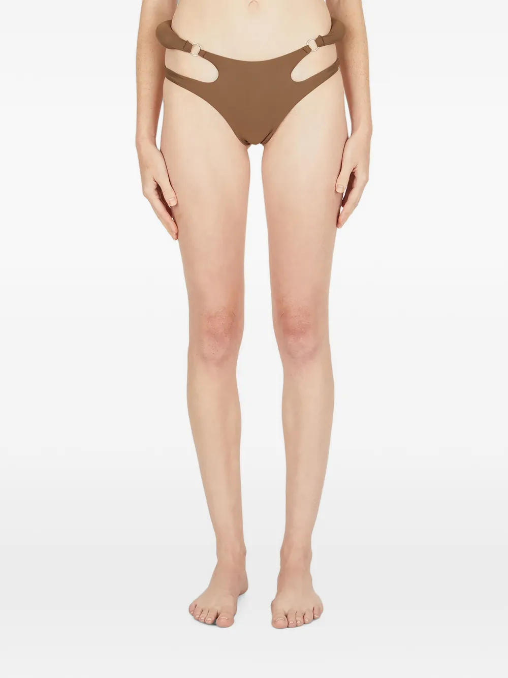 ENTIRE STUDIOS Wattiertes Bikinihöschen mit Cut-Out - Braun