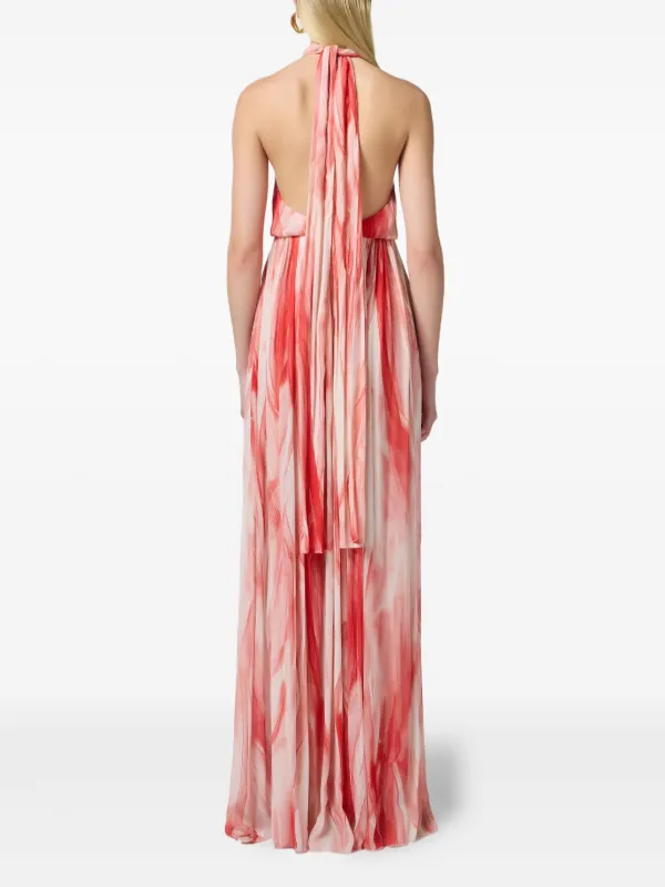 elisabetta franchi layered maxi dress abstract-print | Red Floor Length prom dress