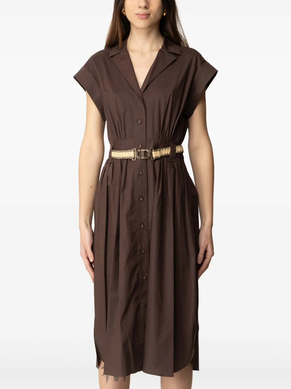 Shop Twinset Poplin Midi Dress