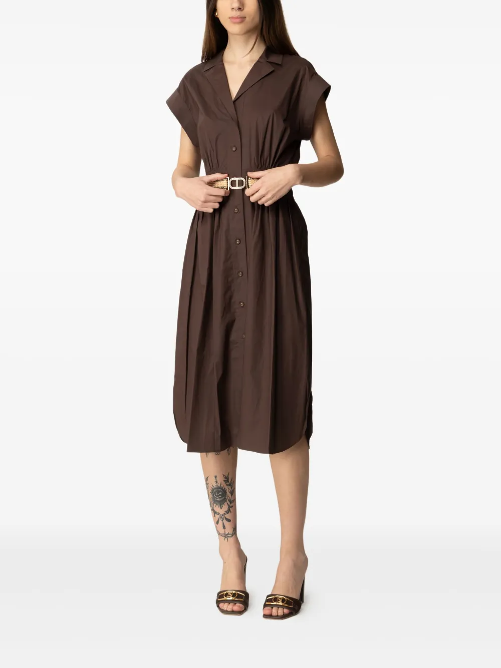 TWINSET poplin midi dress - Bruin