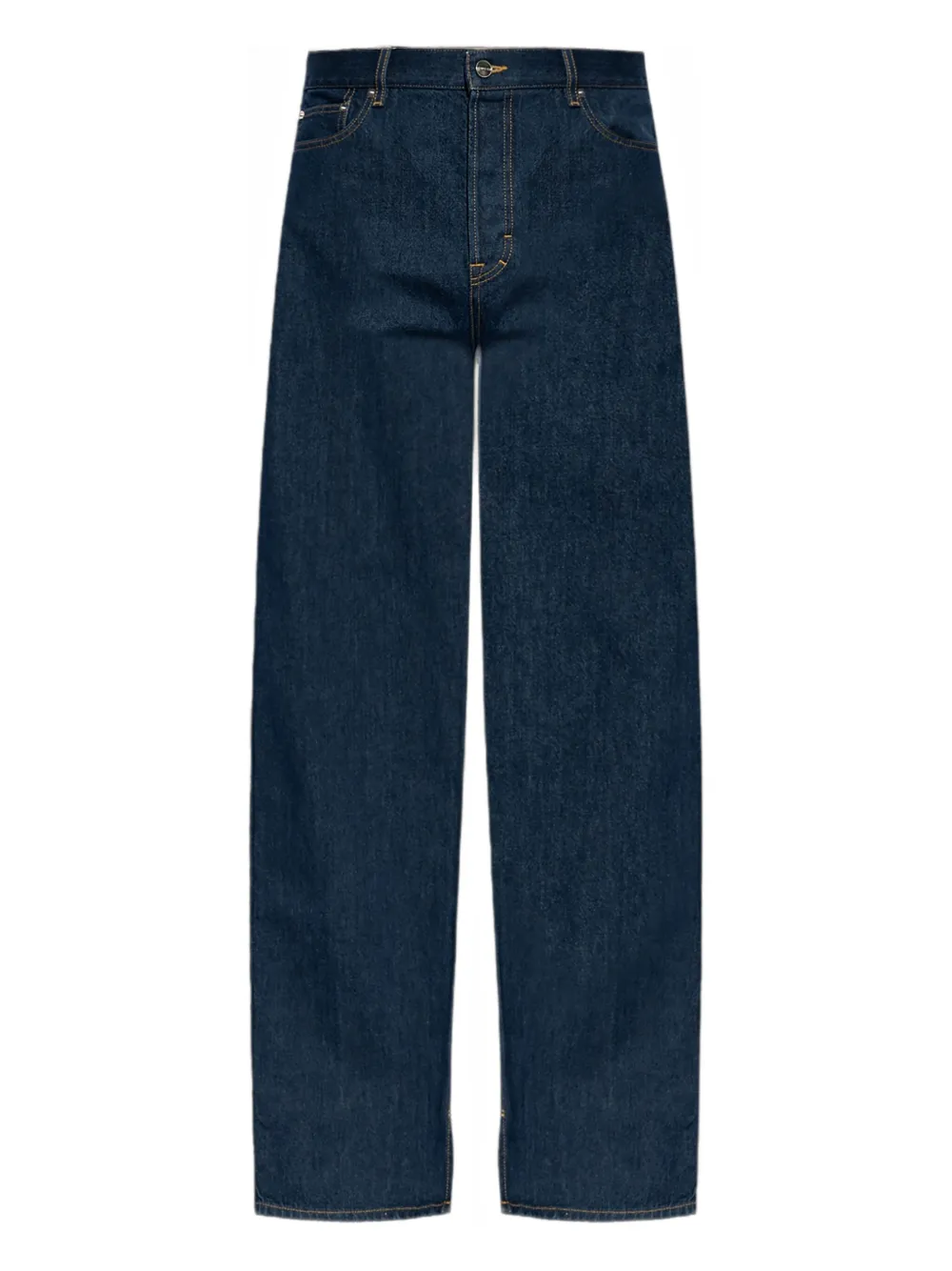 Gucci Jeans met geborduurde roos en vijf zakken Blauw