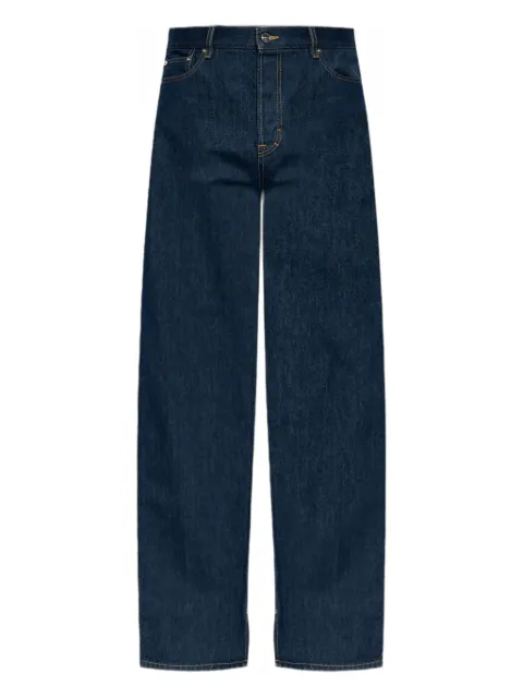 Gucci rose-embroidered five-pocket jeans