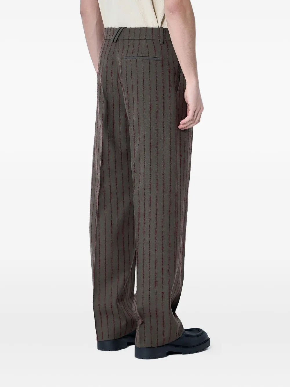Burberry Men Striped Wool Tailored Pants In Brown