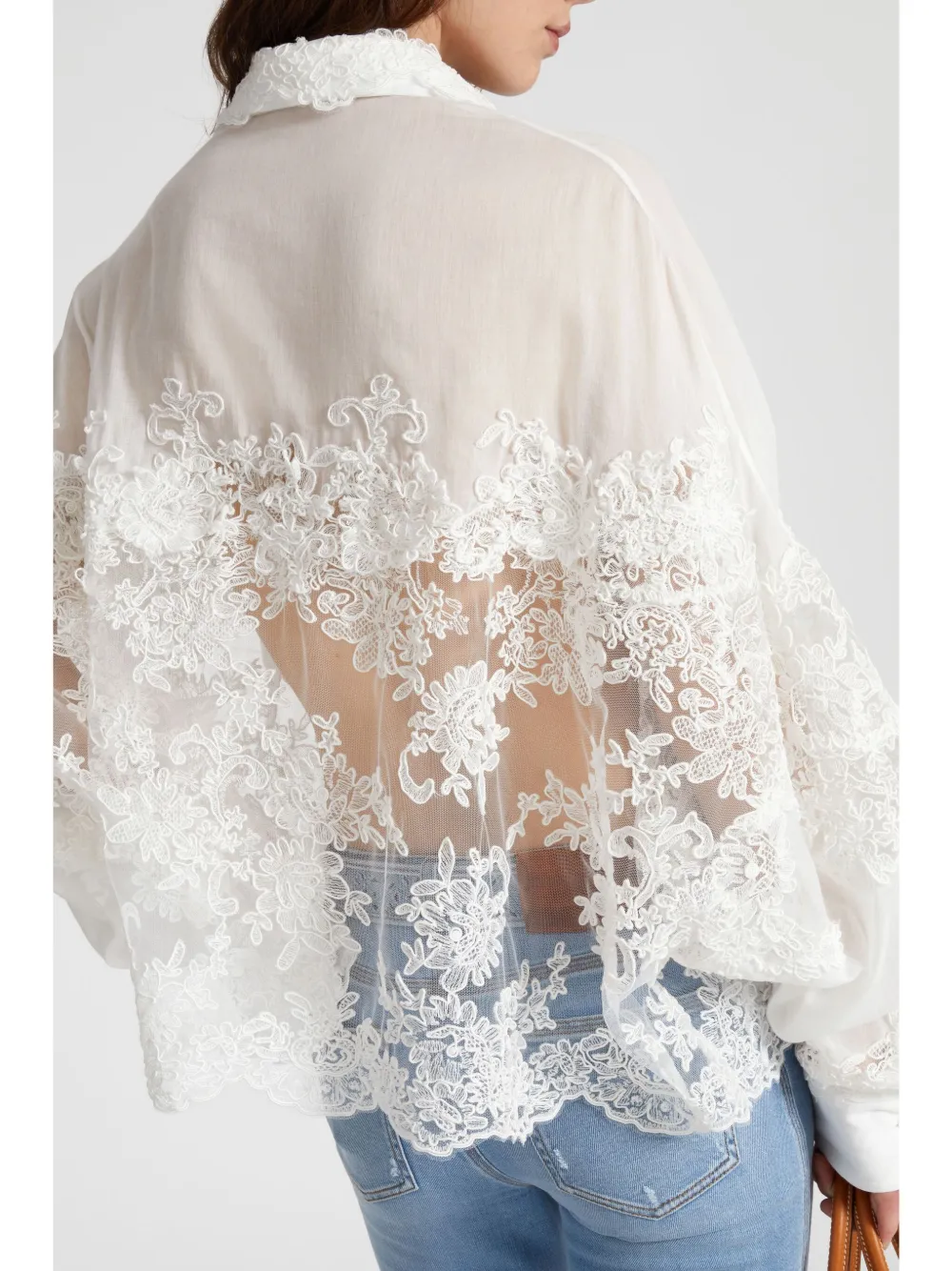 Ermanno Scervino Blouse met kanten vlakken Wit