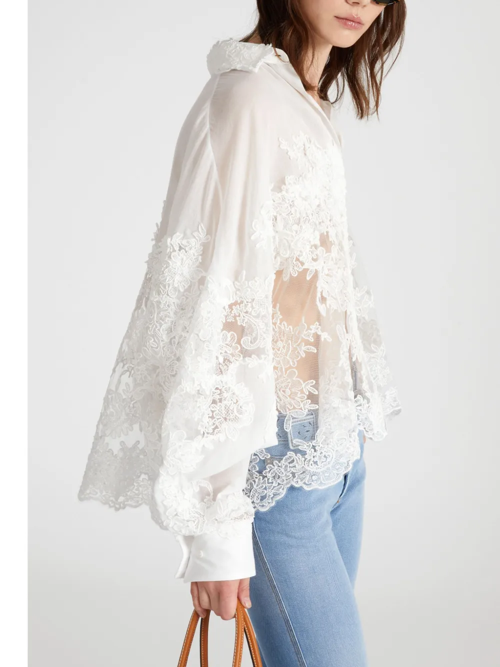 Ermanno Scervino Blouse met kanten vlakken Wit