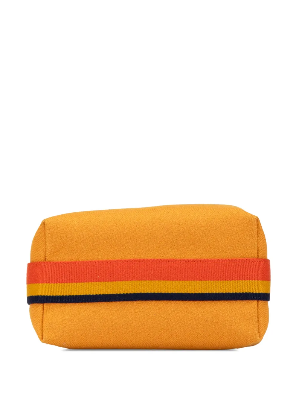 Pre-owned Hermes 2012-2024 Small Toile Bride A Brac Vanity Bag In Yellow