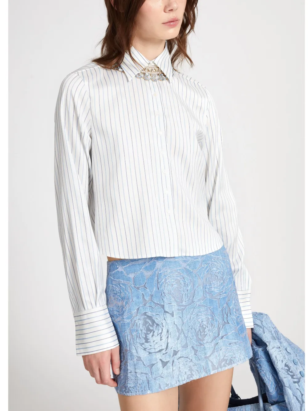 Ermanno Scervino Gestreept cropped blouse Wit