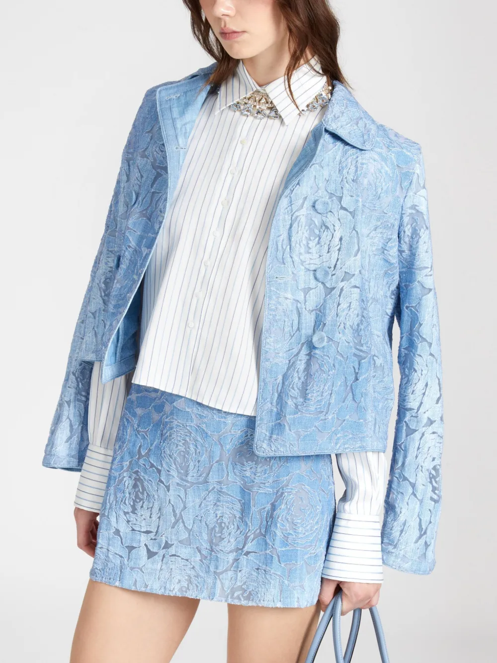 Ermanno Scervino Gestreept cropped blouse Wit