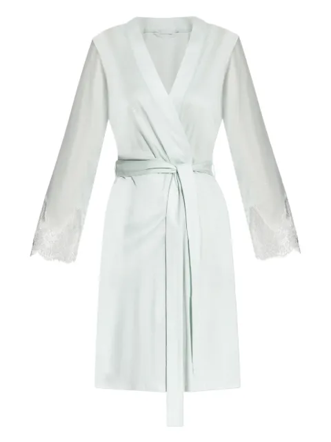 Hanro lace-detail dressing robe