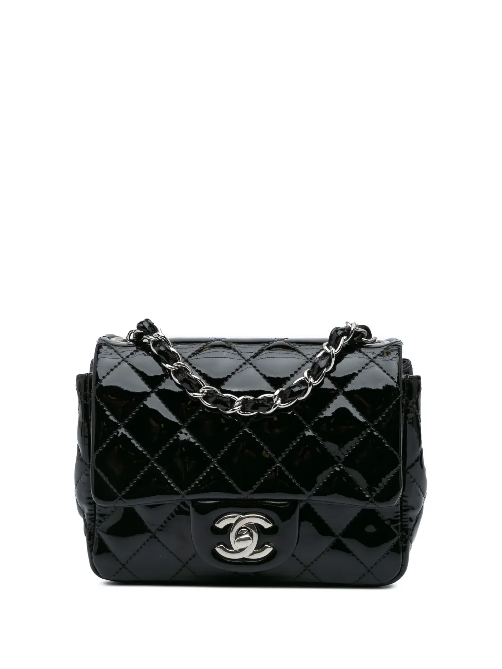 CHANEL Pre-Owned 2012-2013 Mini Square Classic Patent Single Flap crossbody bag | Black | Image 1