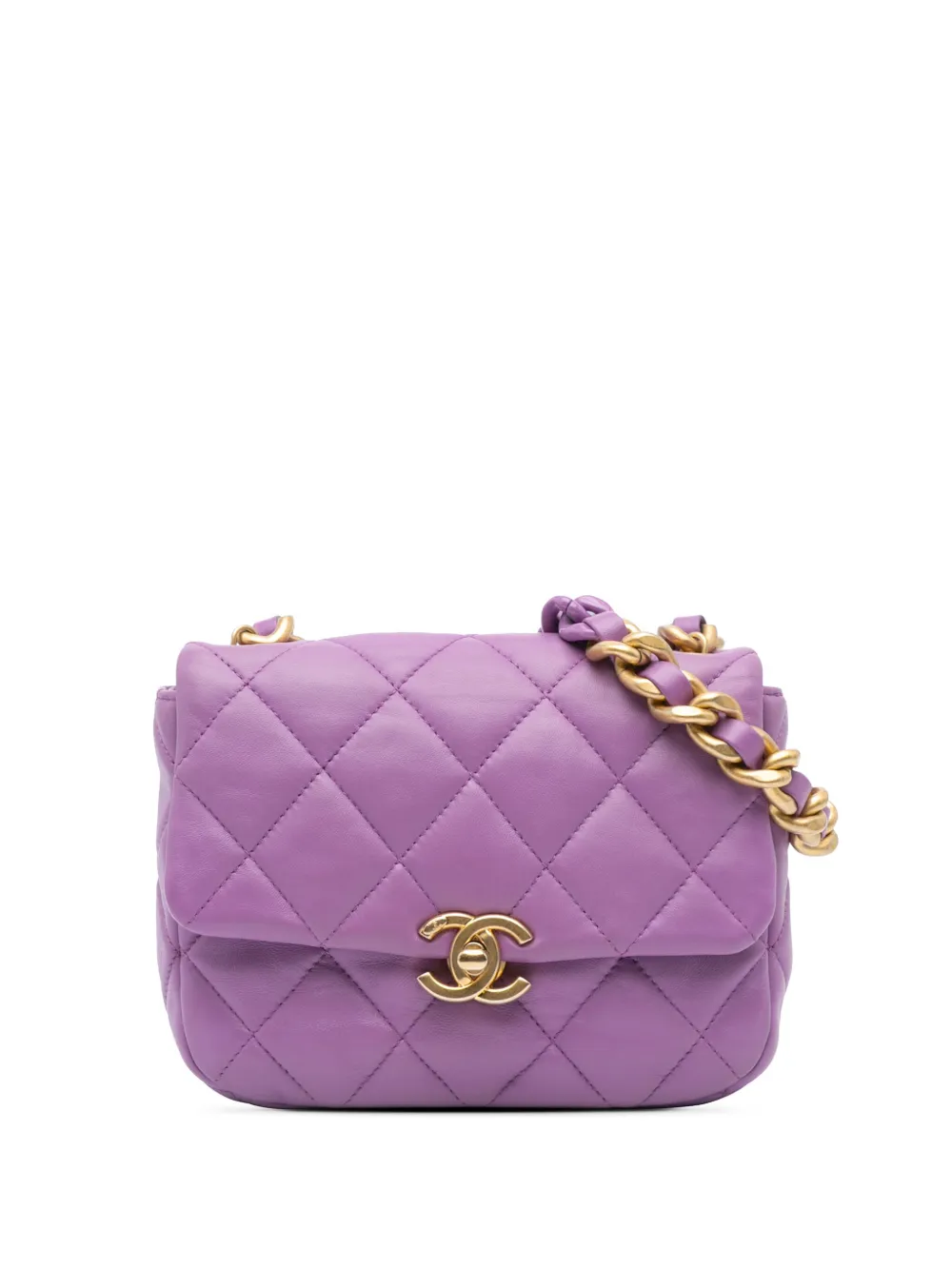 CHANEL Pre-Owned 2021-2024 Mini Quilted Lambskin Candy Chain Flap crossbody bag | Purple | Image 1