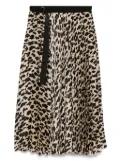 sacai leopard-print midi skirt - Neutrals
