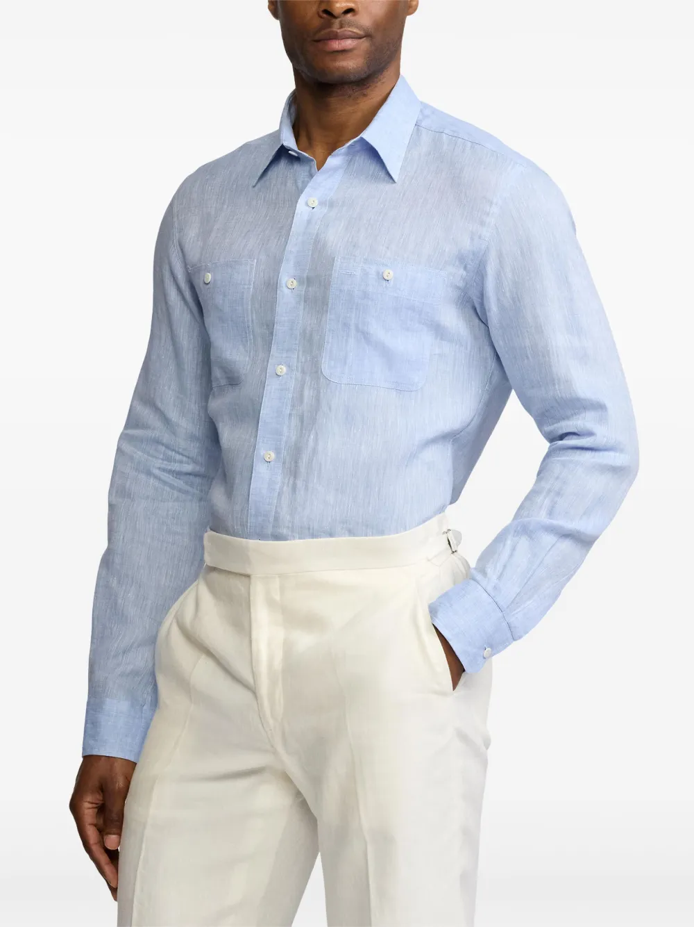 Ralph Lauren Purple Label Chambray overhemd Blauw