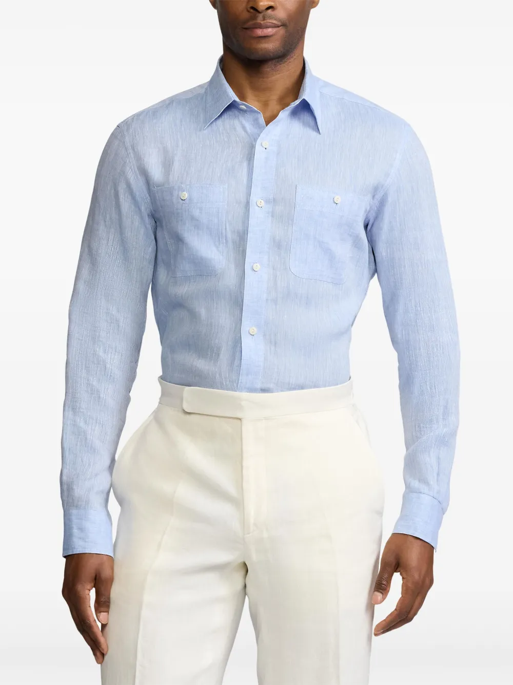 Ralph Lauren Purple Label Chambray overhemd Blauw