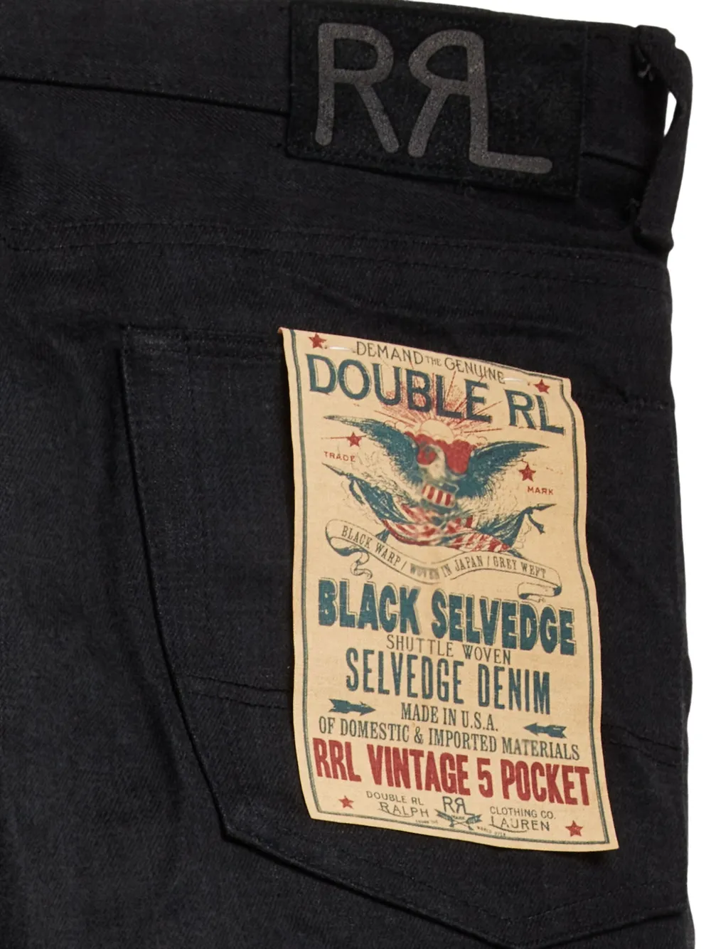Ralph Lauren RRL Jeans met logopatch Zwart